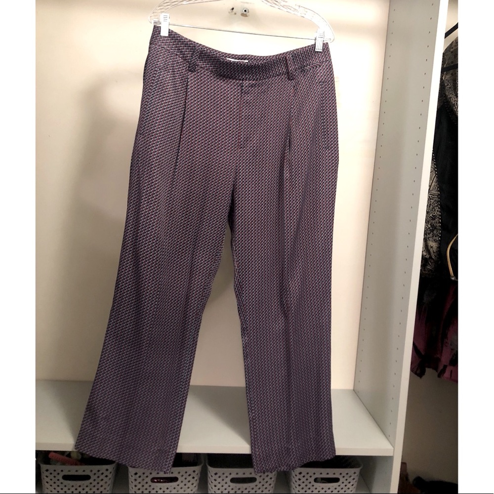 NWT Equipment Red and Blue Sexy Silky Dress Work Pants Trousers - size 12
